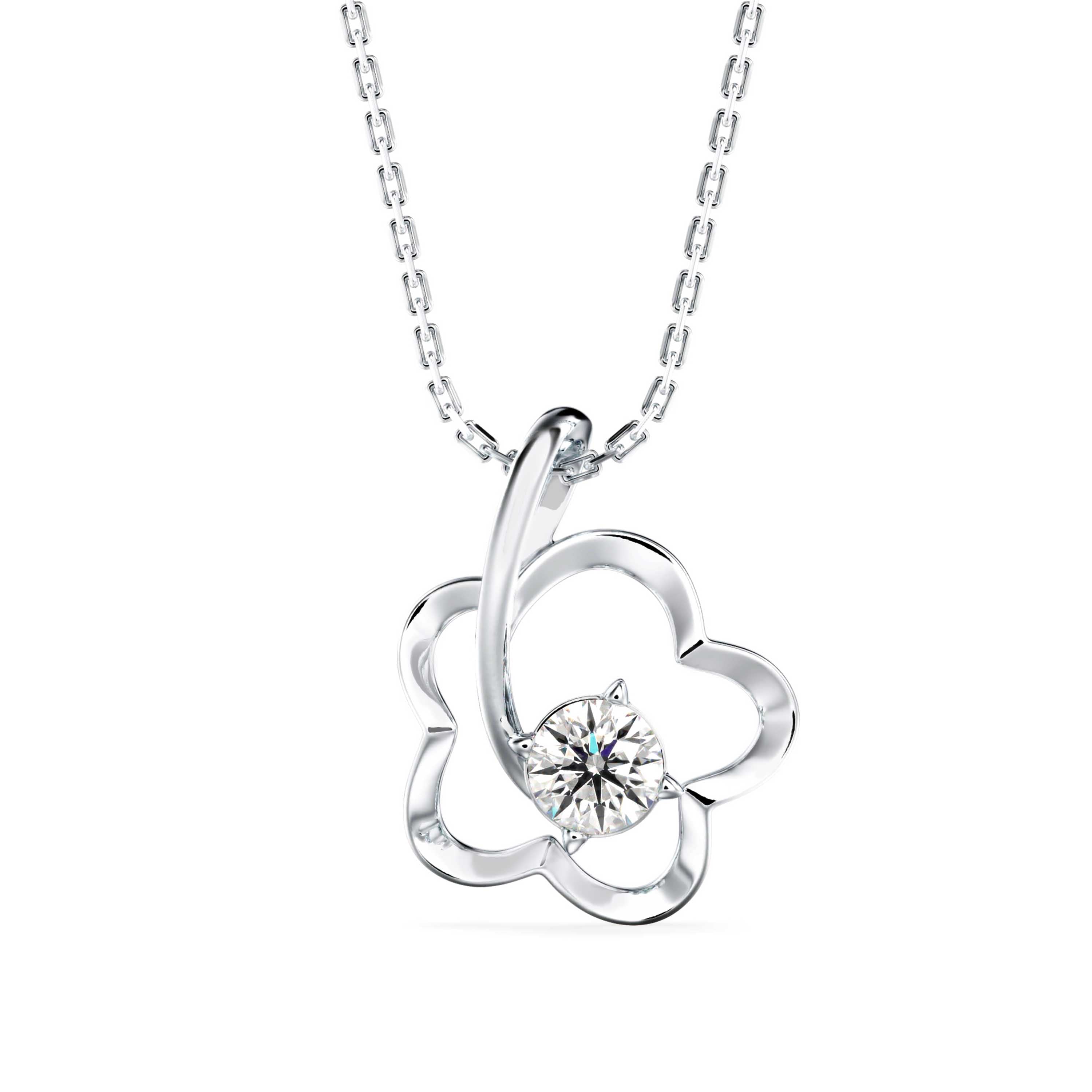 0.24Ct Wildflower Shape Solitaire Lab-Grown Diamond Gold Pendant Necklace