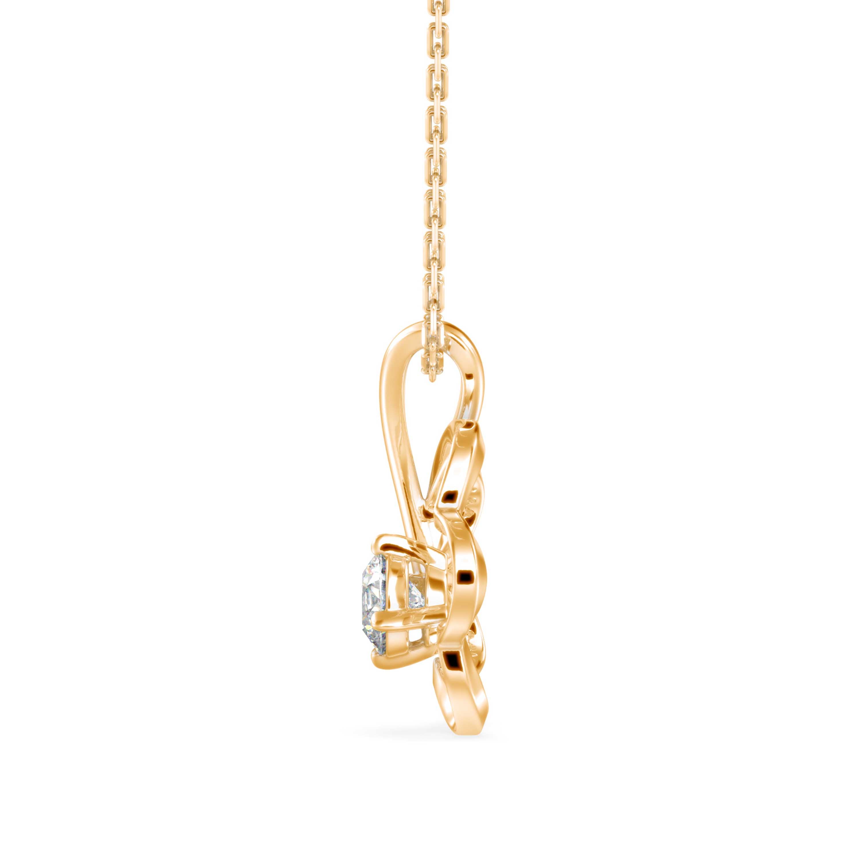 0.24Ct Wildflower Shape Solitaire Lab-Grown Diamond Gold Pendant Necklace