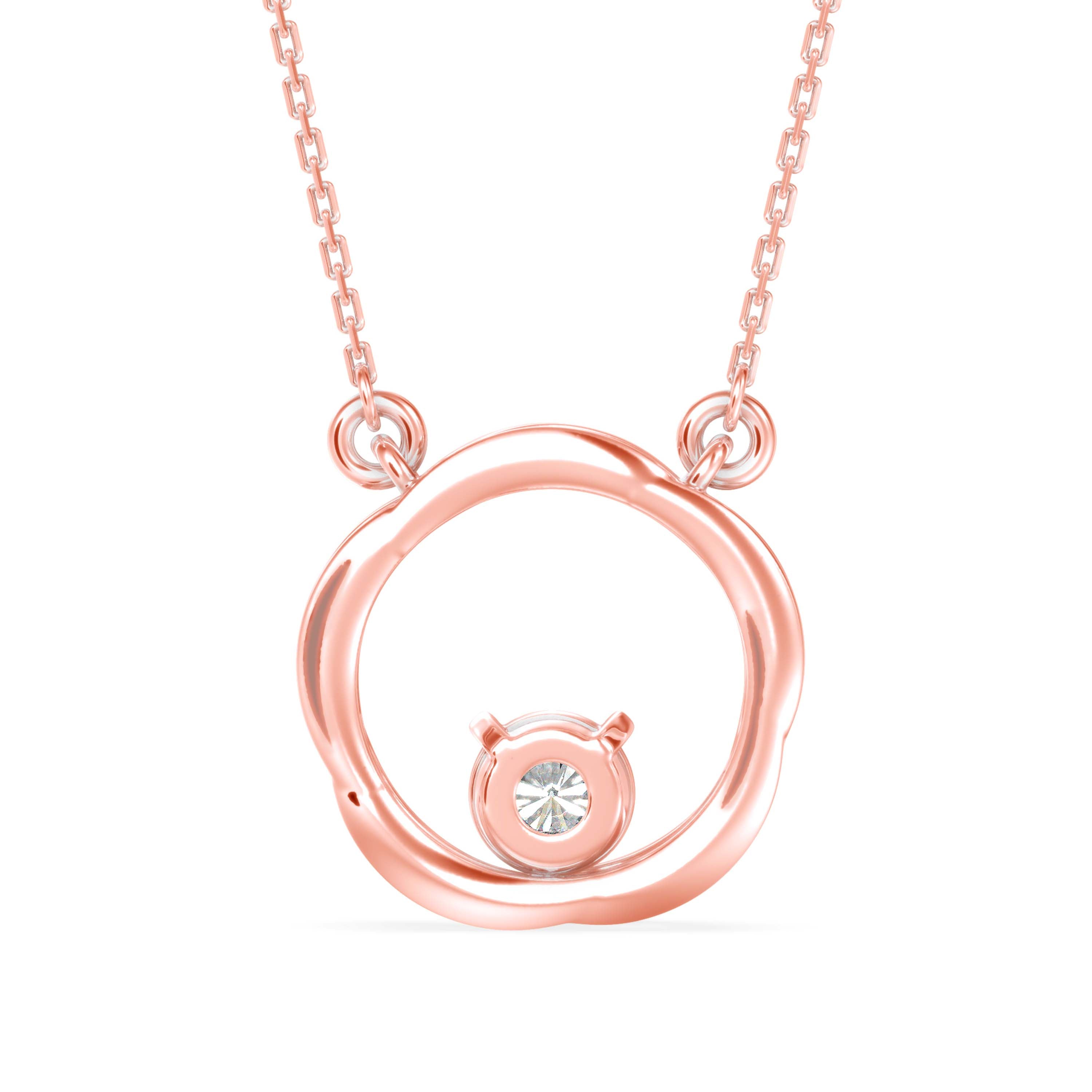 0.10Ct Twisted Circular Prong Lab-Grown Diamond Gold Pendant Necklace