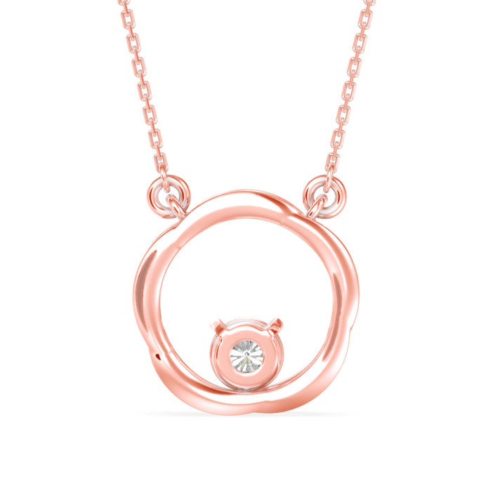 0.10Ct Twisted Circular Prong Lab-Grown Diamond Gold Pendant Necklace