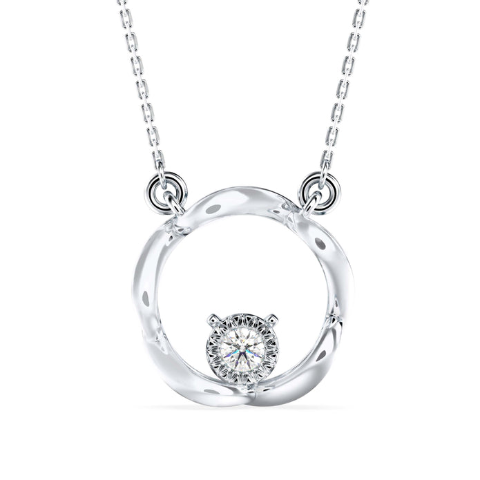 0.10Ct Twisted Circular Prong Lab-Grown Diamond Gold Pendant Necklace