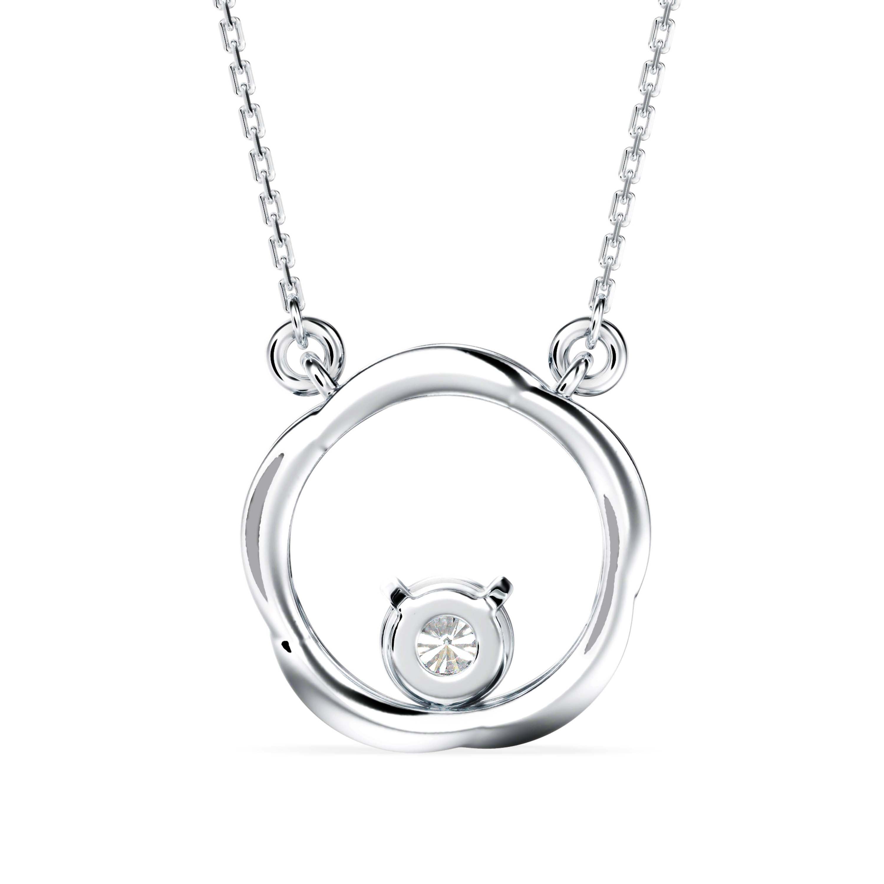 0.10Ct Twisted Circular Prong Lab-Grown Diamond Gold Pendant Necklace