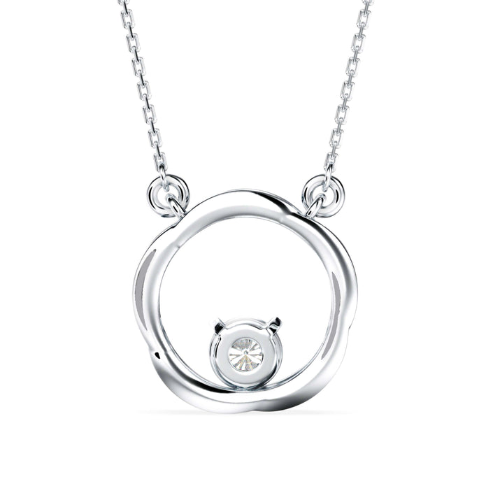 0.10Ct Twisted Circular Prong Lab-Grown Diamond Gold Pendant Necklace