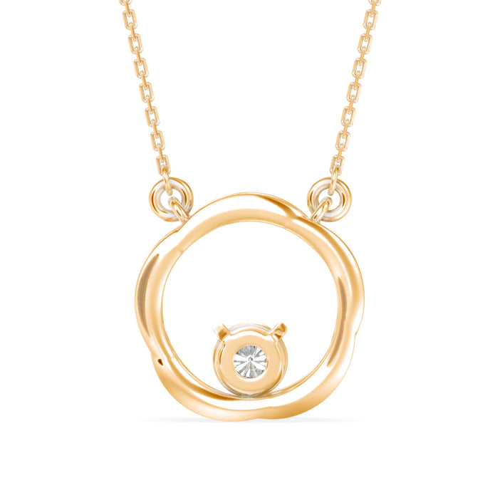 0.10Ct Twisted Circular Prong Lab-Grown Diamond Gold Pendant Necklace