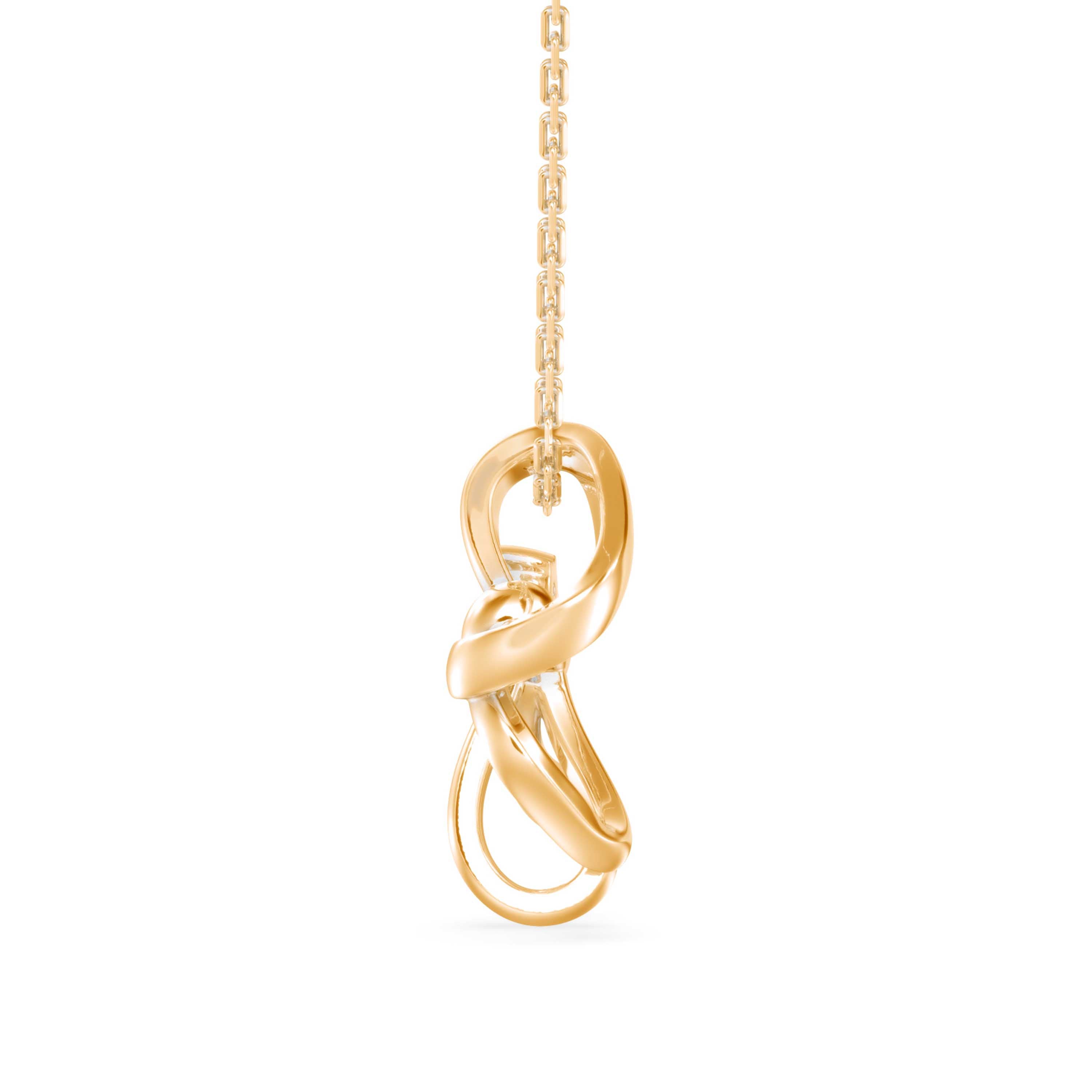 0.04Ct Ribbon Shape Lab-Grown Diamond Gold Pendant Necklace