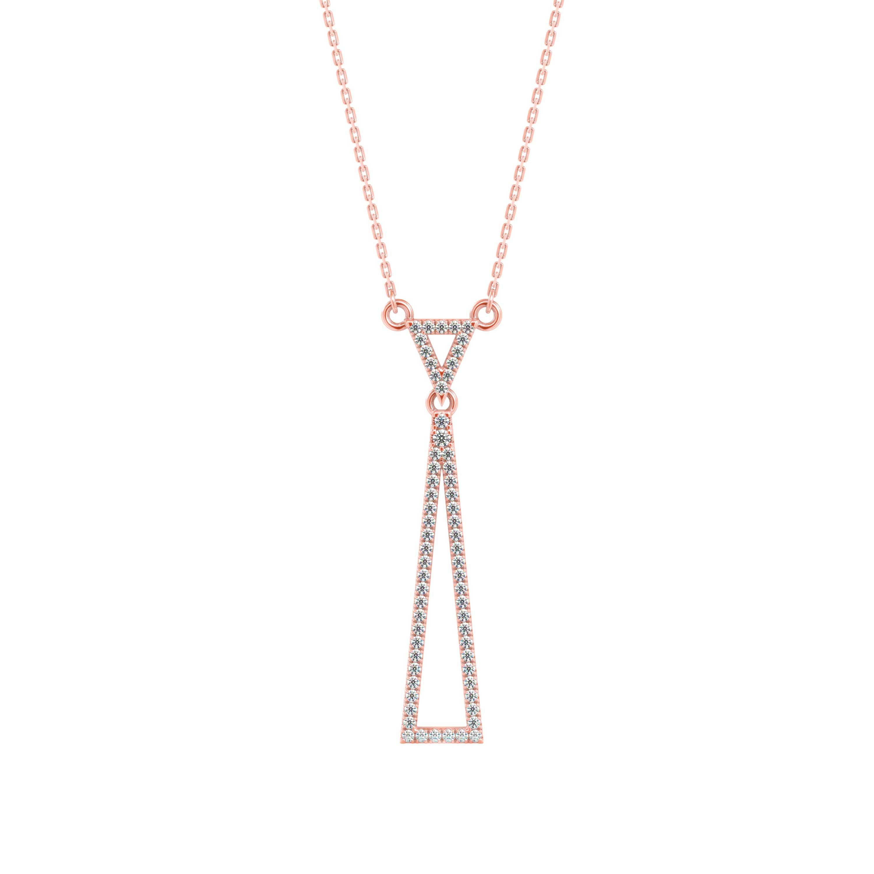 0.25Ct Double Triangle Drop Lab-Grown Diamond Gold Pendant Necklace