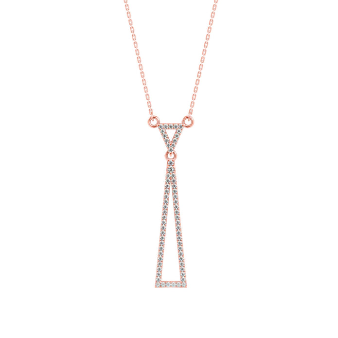 0.25Ct Double Triangle Drop Lab-Grown Diamond Gold Pendant Necklace