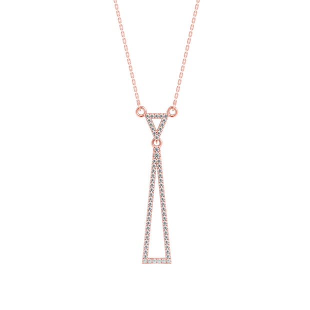 0.25Ct Double Triangle Drop Lab-Grown Diamond Gold Pendant Necklace