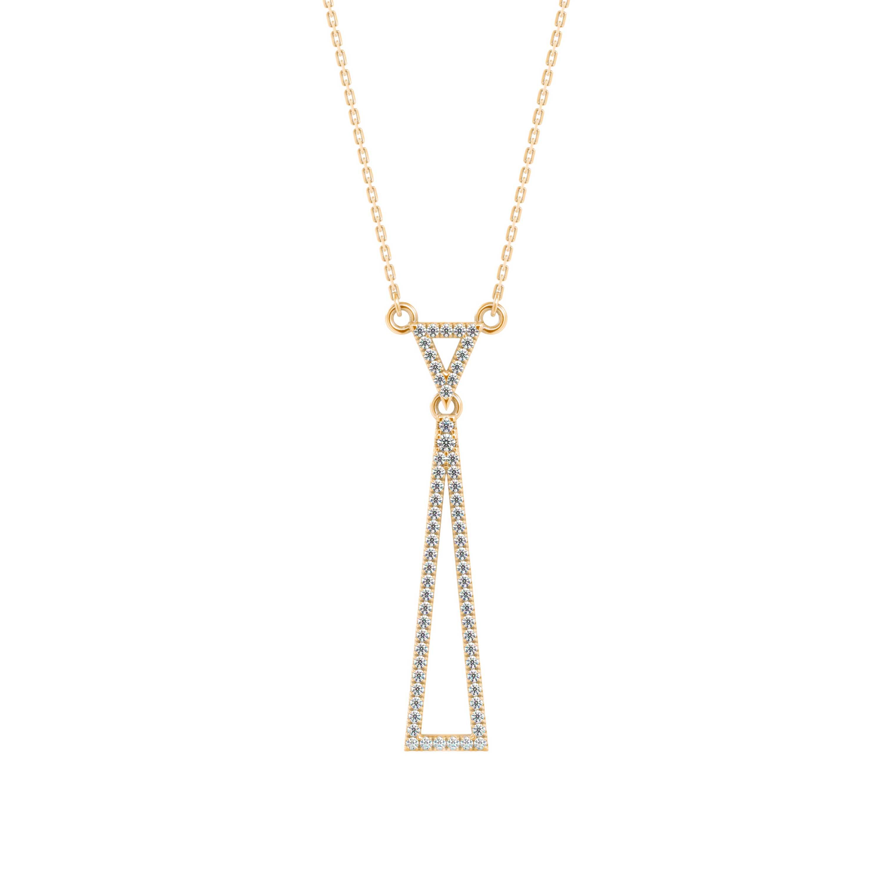 0.25Ct Double Triangle Drop Lab-Grown Diamond Gold Pendant Necklace