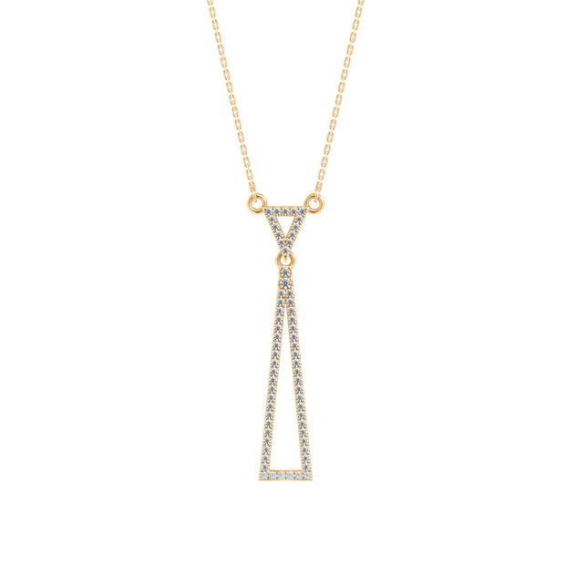0.25Ct Double Triangle Drop Lab-Grown Diamond Gold Pendant Necklace