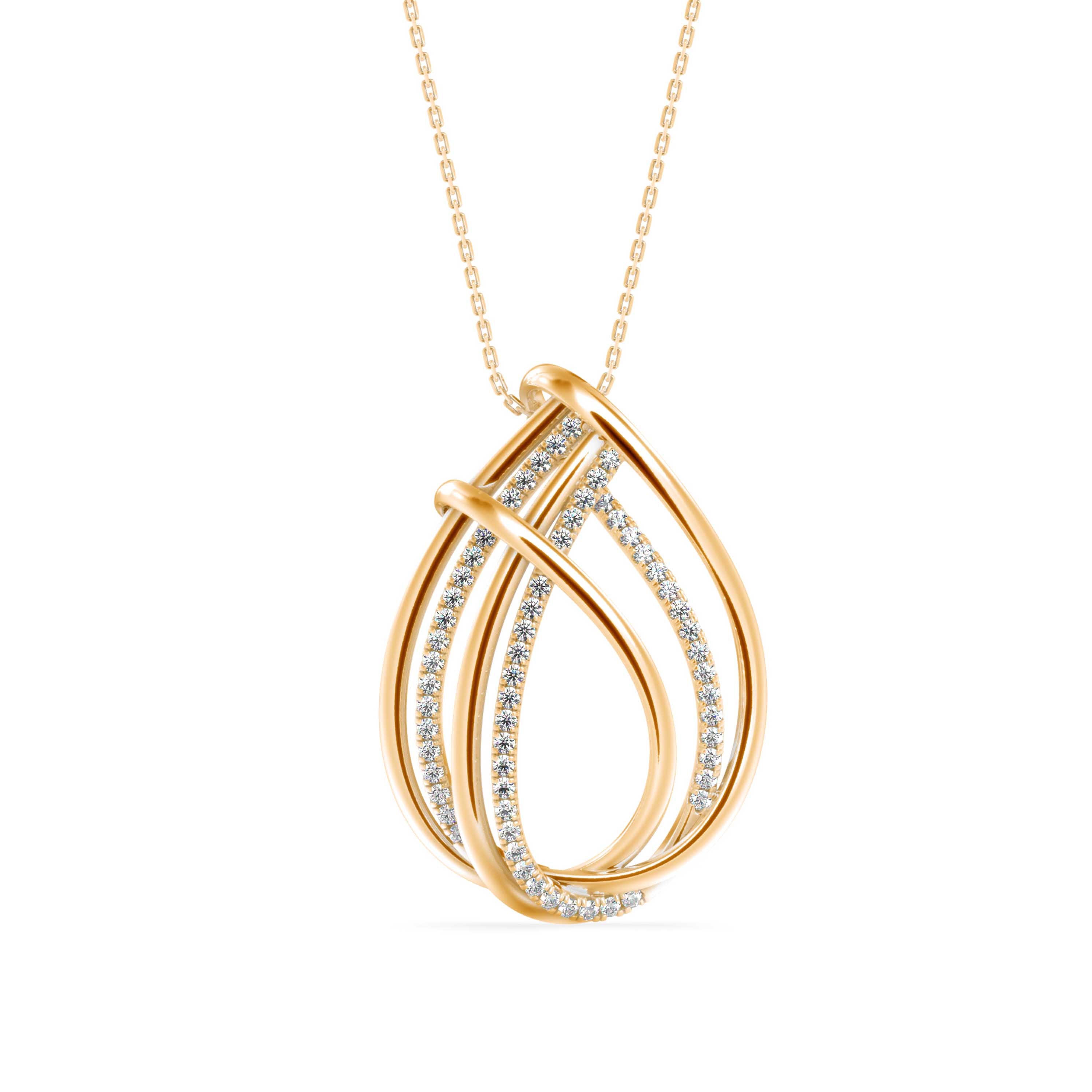 0.40Ct Teardrop Style Lab-Grown Diamond Gold Pendant Necklace