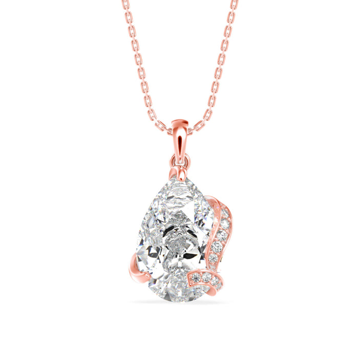 5.05Ct Pear Solitaire Lab-Grown Diamond Gold Pendant Necklace