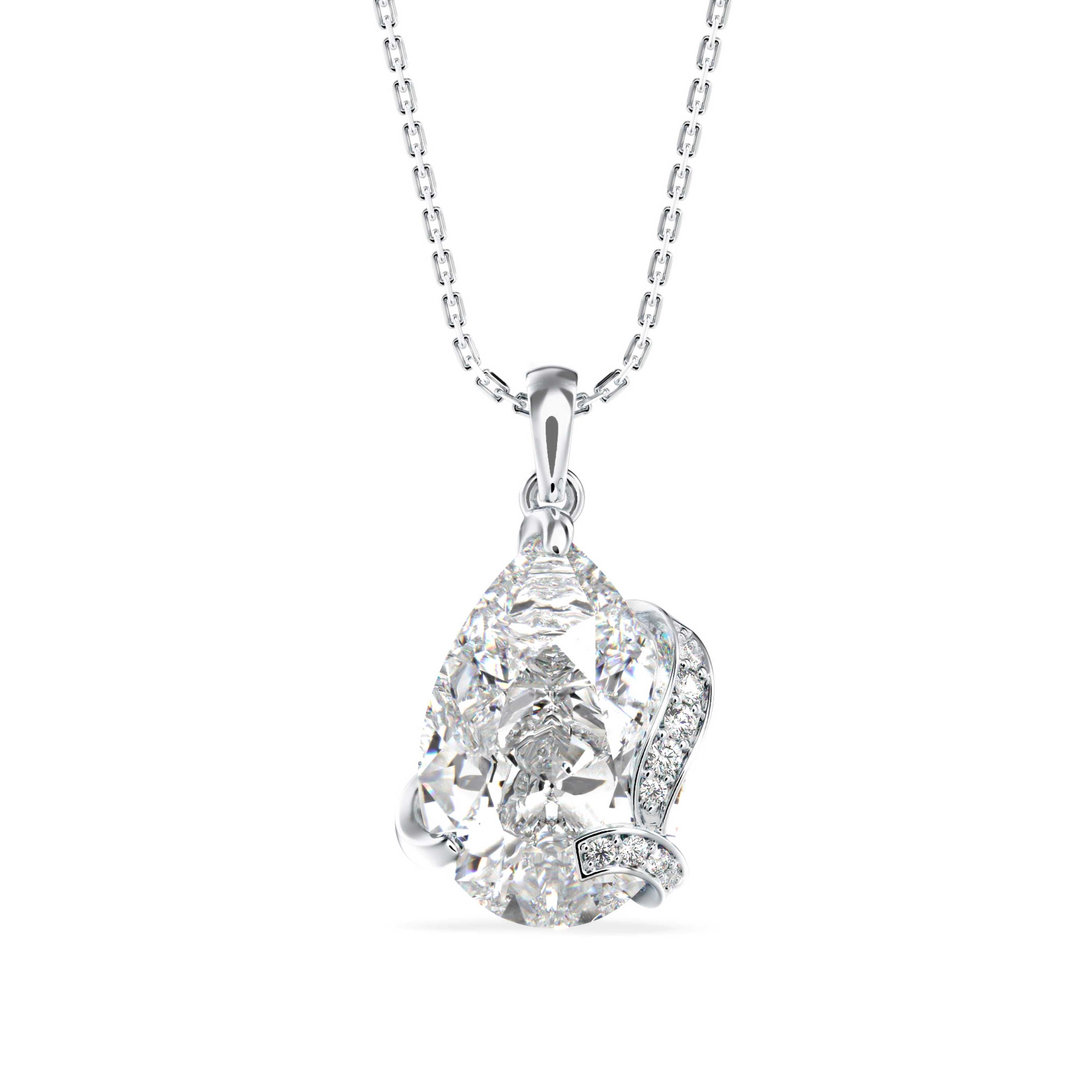 5.05Ct Pear Solitaire Lab-Grown Diamond Gold Pendant Necklace