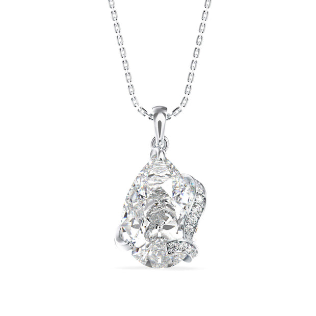 5.05Ct Pear Solitaire Lab-Grown Diamond Gold Pendant Necklace