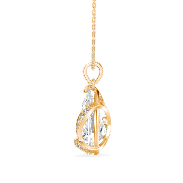 5.05Ct Pear Solitaire Lab-Grown Diamond Gold Pendant Necklace