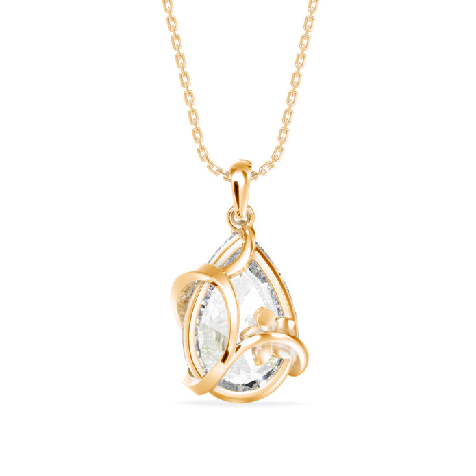 5.05Ct Pear Solitaire Lab-Grown Diamond Gold Pendant Necklace