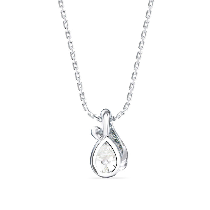 0.66Ct Swirl Pear Prong Lab-Grown Diamond Gold Pendant Necklace