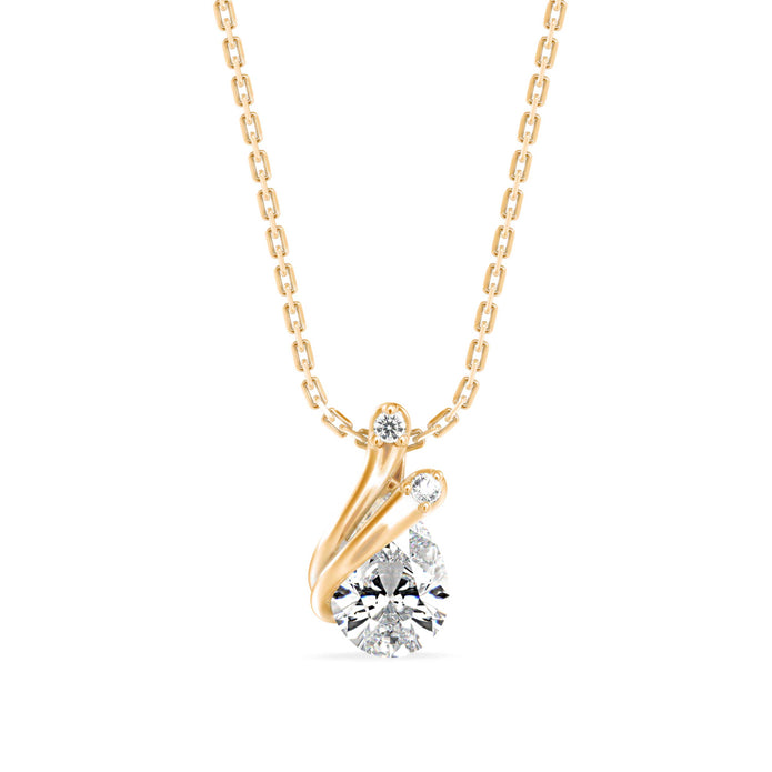 0.66Ct Swirl Pear Prong Lab-Grown Diamond Gold Pendant Necklace