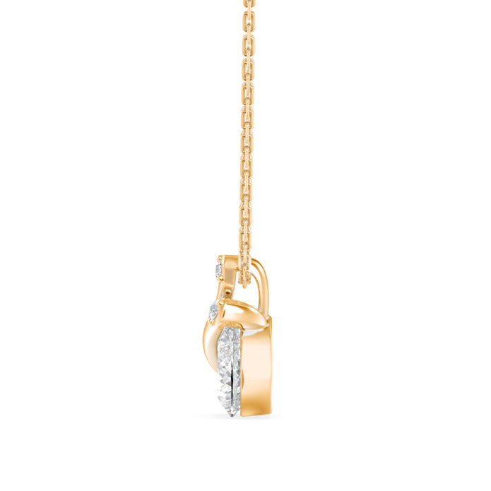 0.66Ct Swirl Pear Prong Lab-Grown Diamond Gold Pendant Necklace