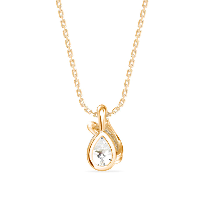 0.66Ct Swirl Pear Prong Lab-Grown Diamond Gold Pendant Necklace