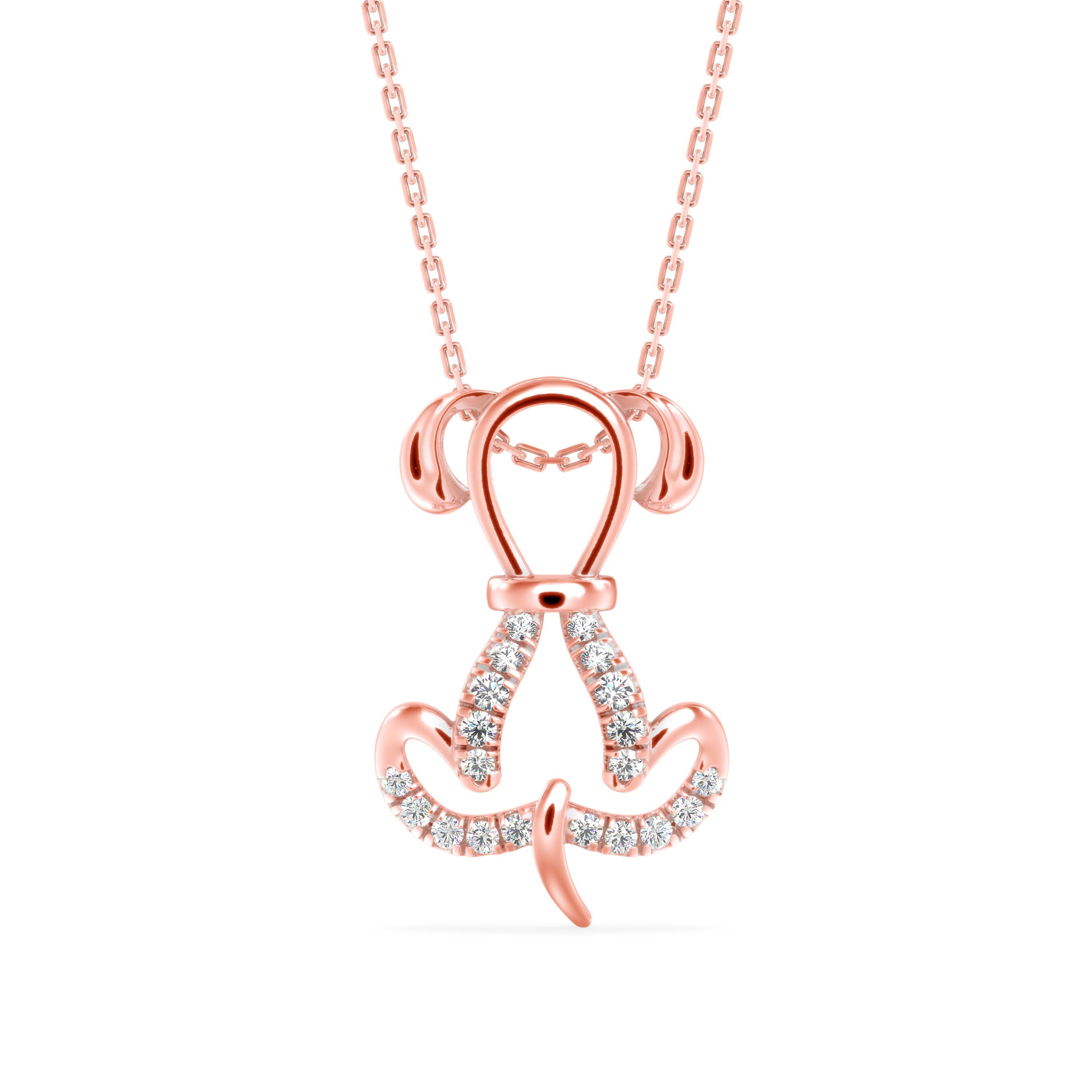0.13Ct Puppy Love Shape Lab-Grown Diamond Gold Pendant Necklace