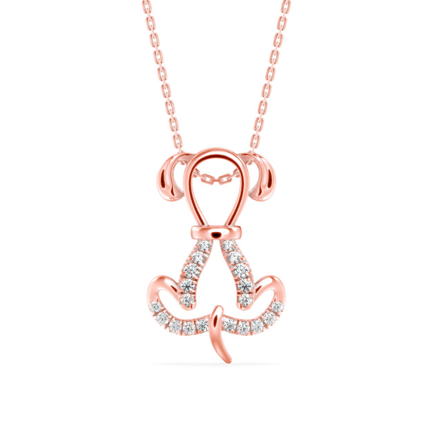 0.13Ct Puppy Love Shape Lab-Grown Diamond Gold Pendant Necklace