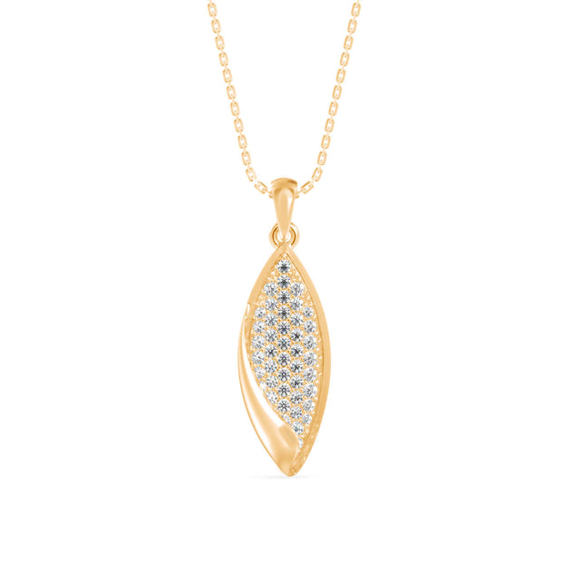 0.36Ct Leaf Style Cluster Lab-Grown Diamond Gold Pendant Necklace