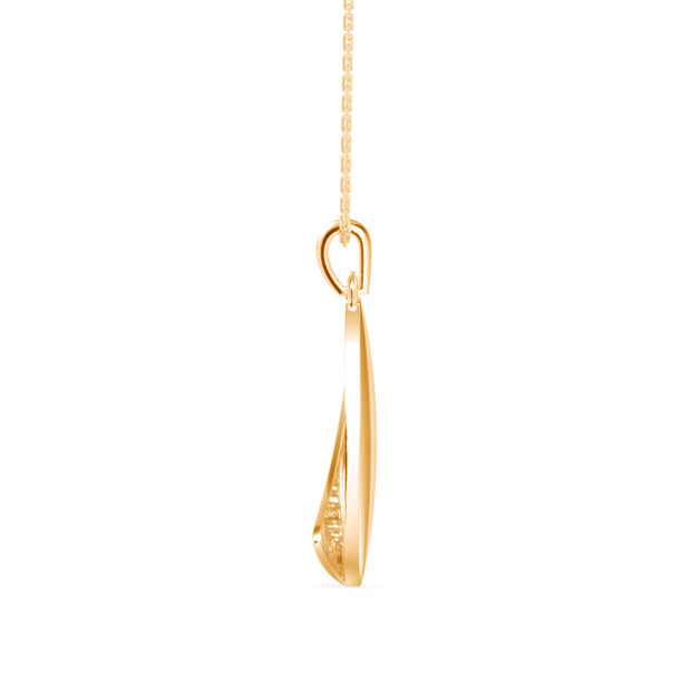 0.36Ct Leaf Style Cluster Lab-Grown Diamond Gold Pendant Necklace