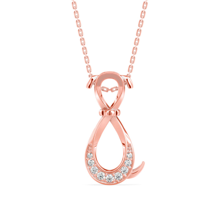 0.07Ct Puppy Style Pave Lab-Grown Diamond Gold Pendant Necklace