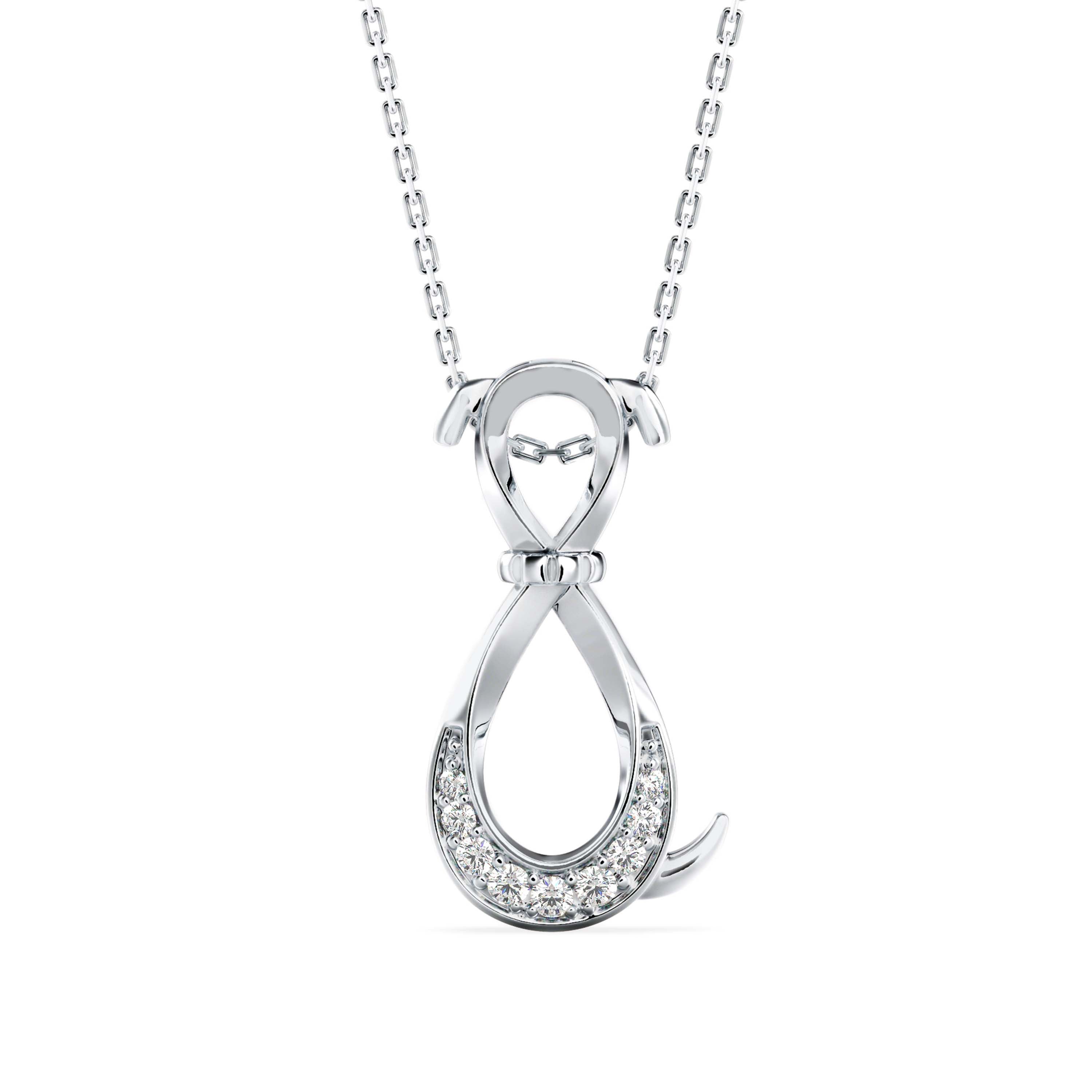 0.07Ct Puppy Style Pave Lab-Grown Diamond Gold Pendant Necklace