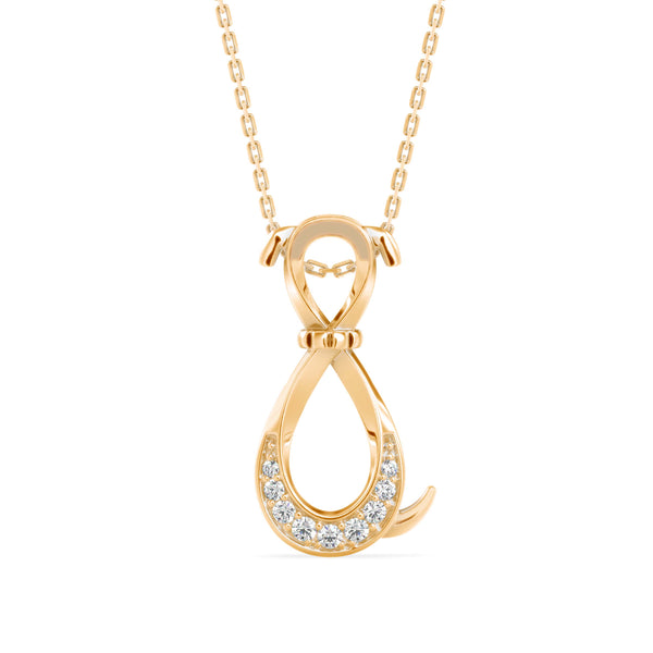0.07Ct Puppy Style Pave Lab-Grown Diamond Gold Pendant Necklace