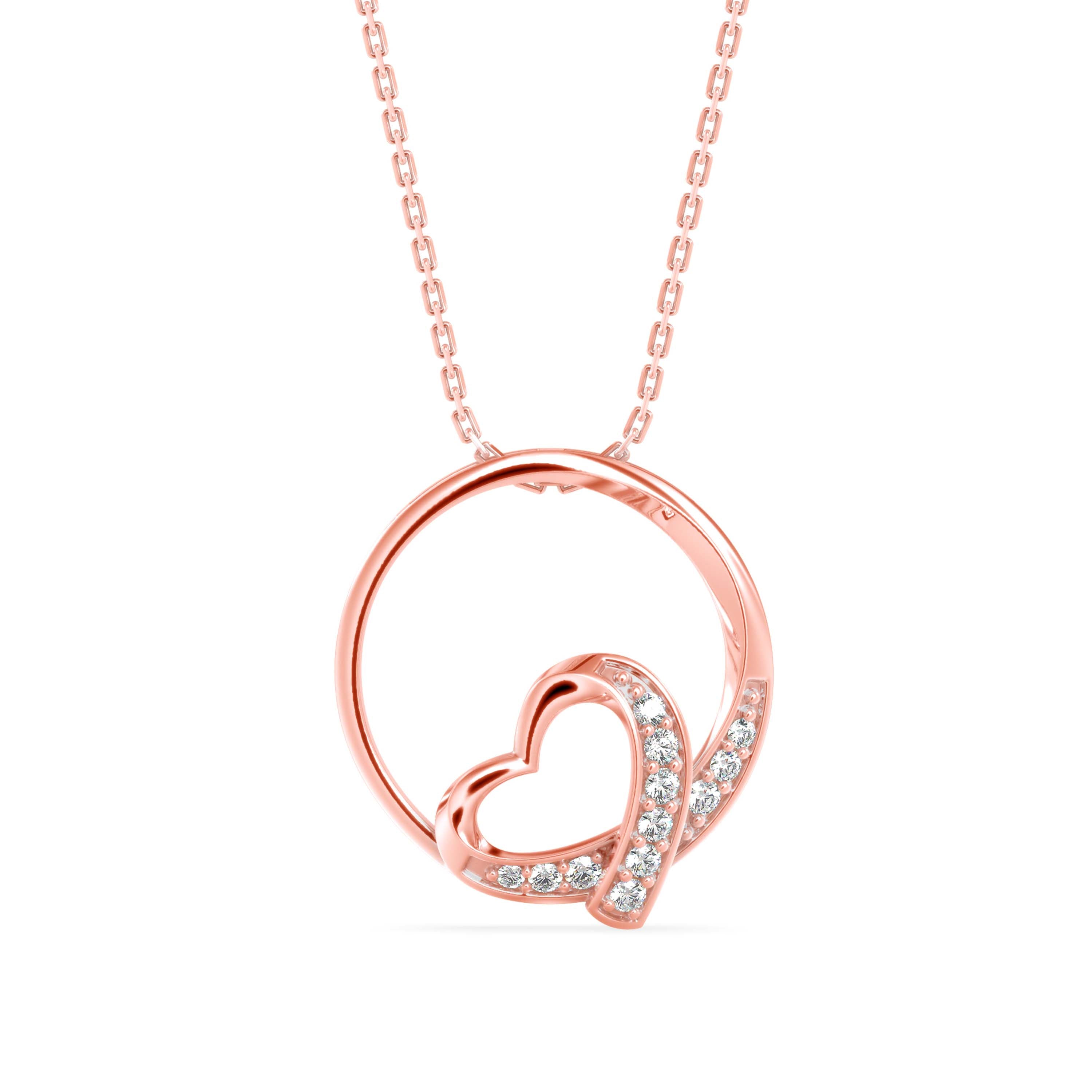 0.09Ct Heart Shape in Circle Lab-Grown Diamond Gold Pendant Necklace