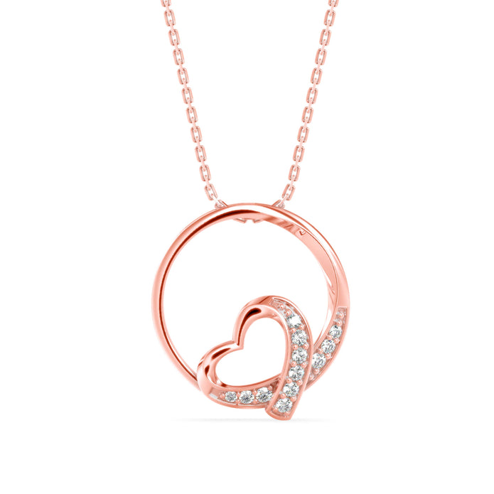 0.09Ct Heart Shape in Circle Lab-Grown Diamond Gold Pendant Necklace