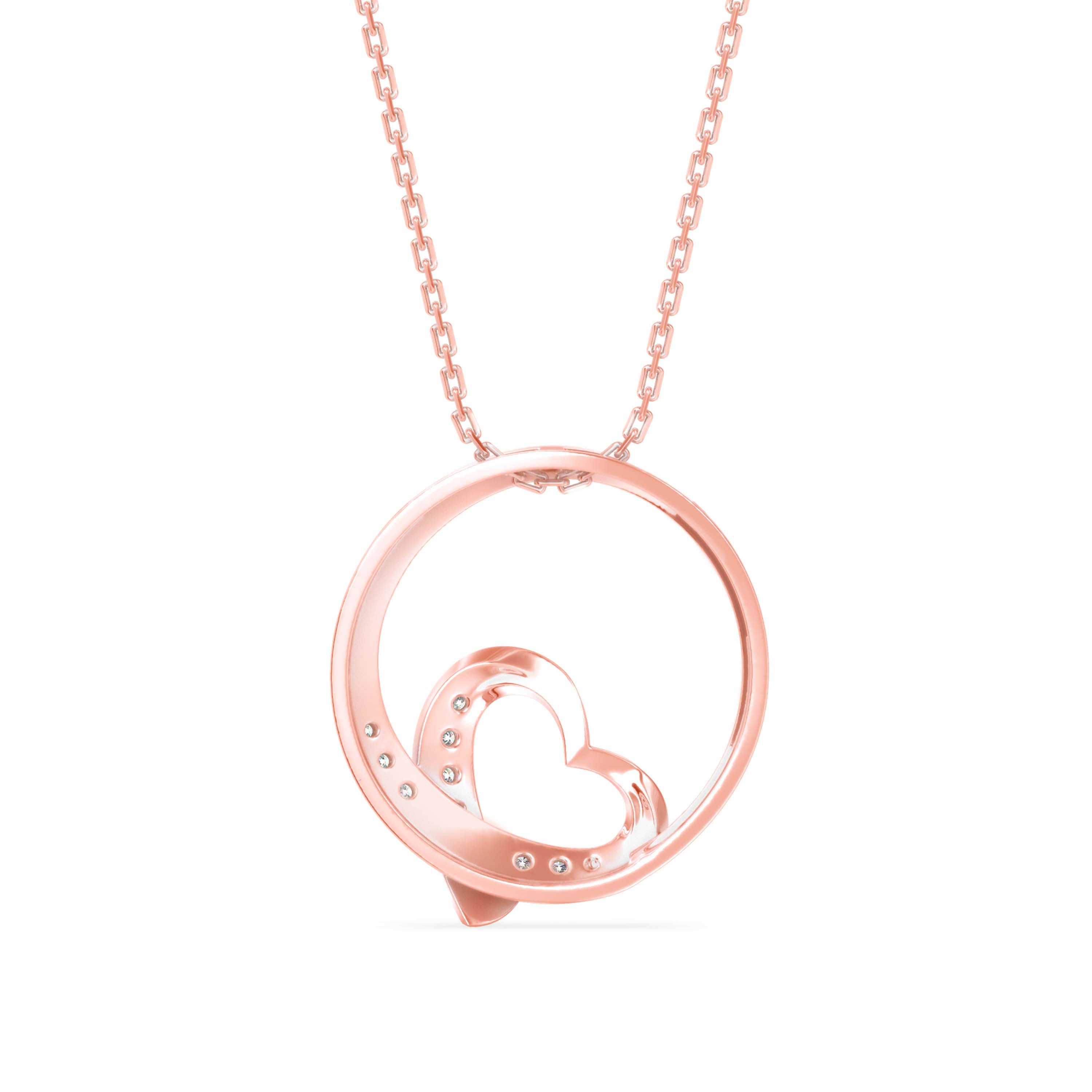 0.09Ct Heart Shape in Circle Lab-Grown Diamond Gold Pendant Necklace