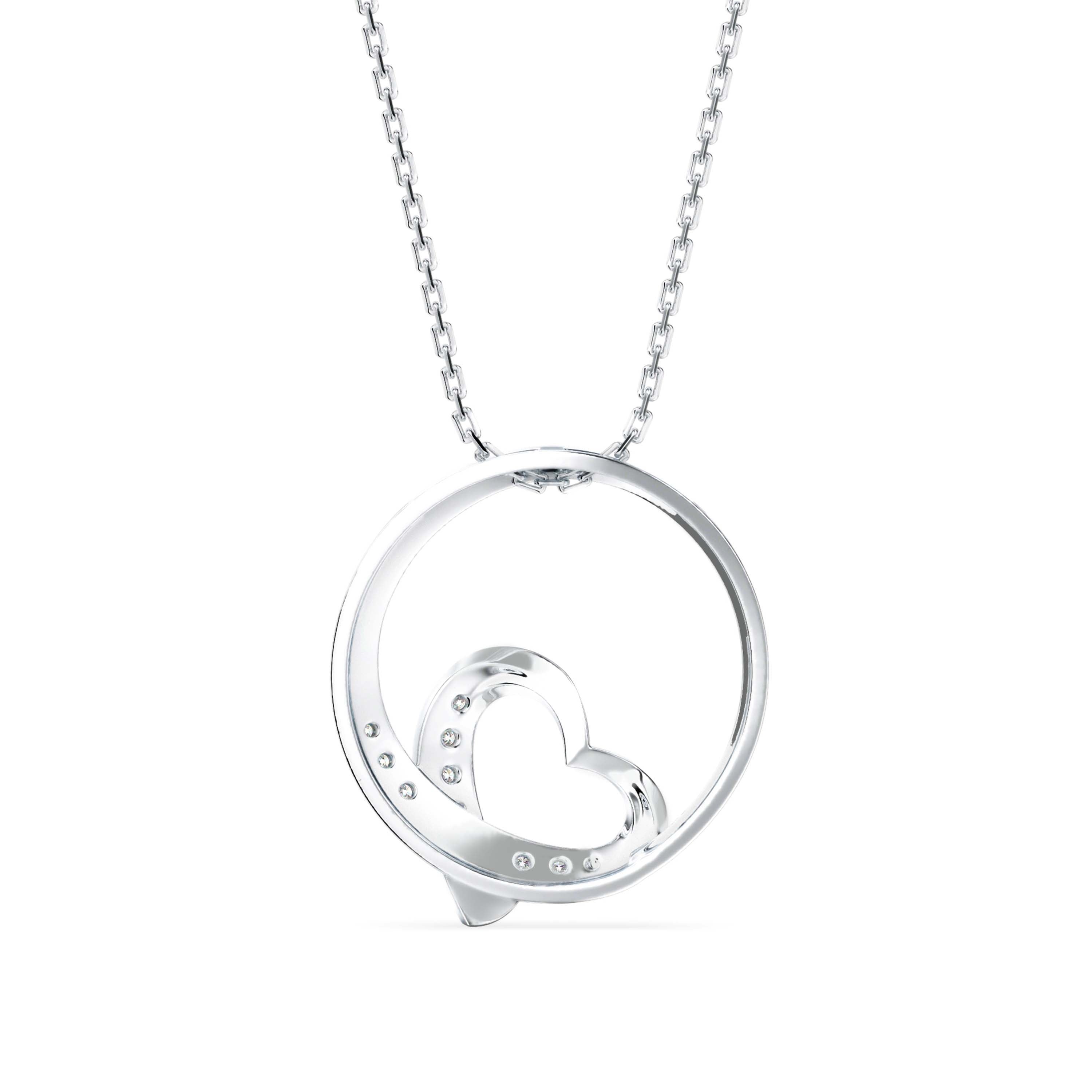 0.09Ct Heart Shape in Circle Lab-Grown Diamond Gold Pendant Necklace