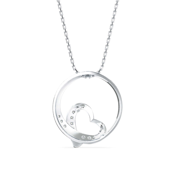 0.09Ct Heart Shape in Circle Lab-Grown Diamond Gold Pendant Necklace