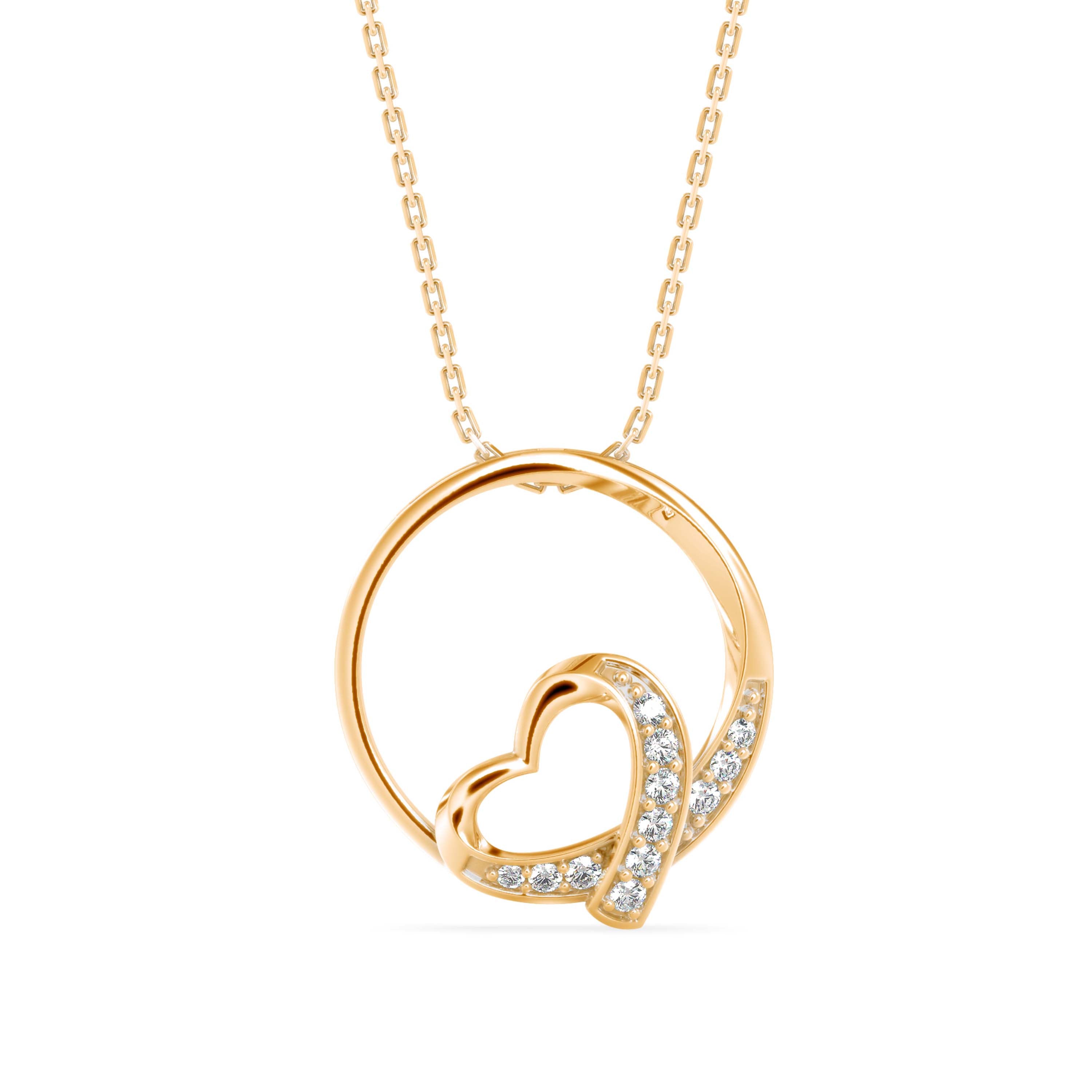 0.09Ct Heart Shape in Circle Lab-Grown Diamond Gold Pendant Necklace