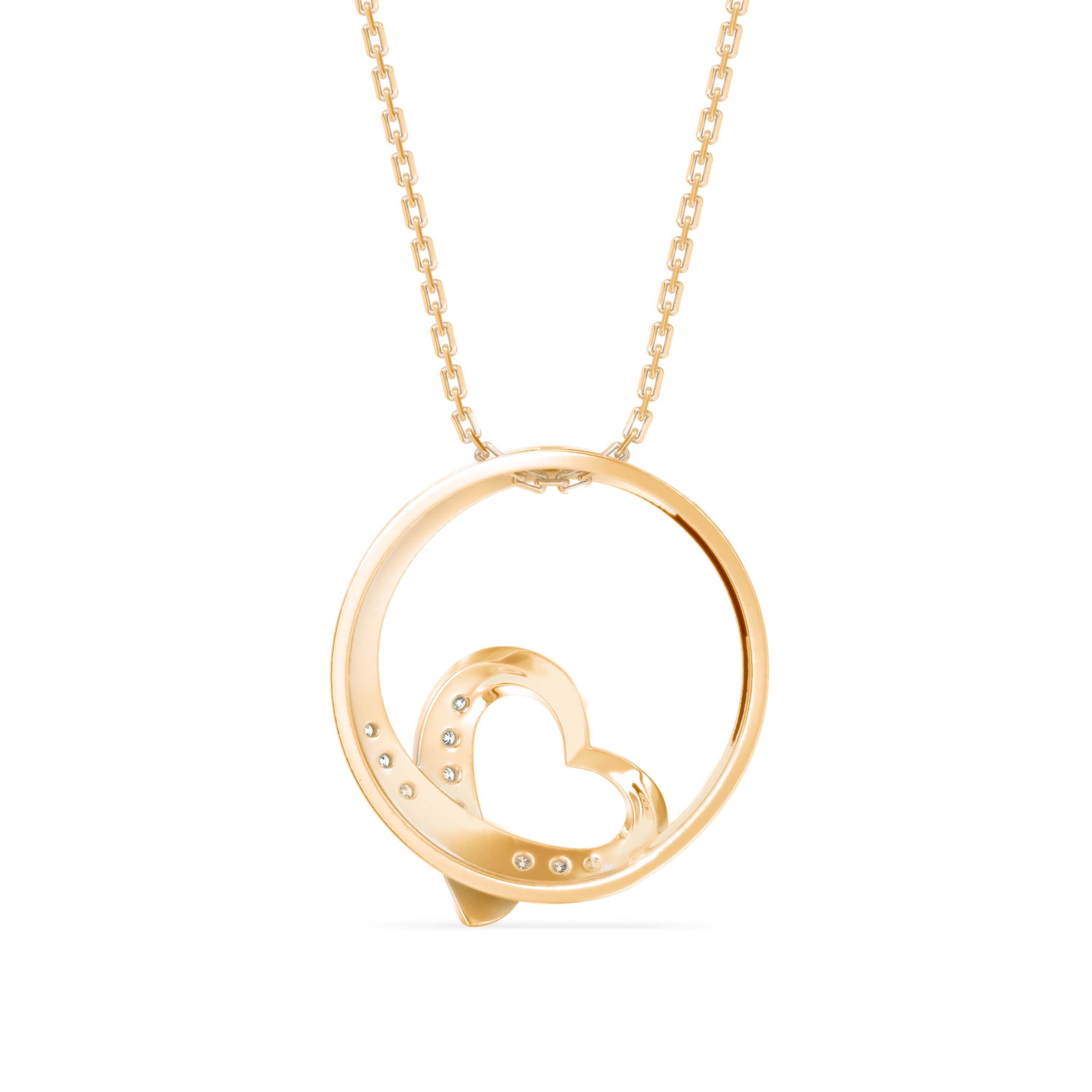 0.09Ct Heart Shape in Circle Lab-Grown Diamond Gold Pendant Necklace