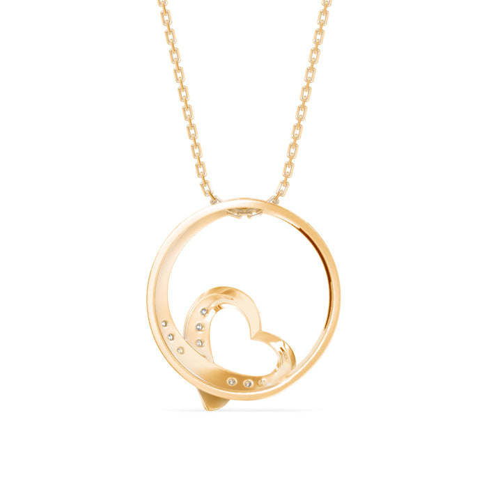 0.09Ct Heart Shape in Circle Lab-Grown Diamond Gold Pendant Necklace