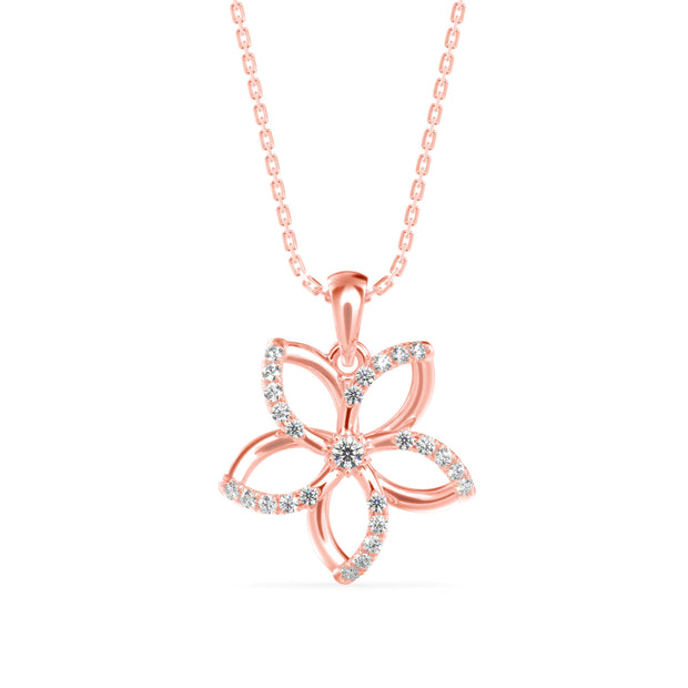 0.19Ct Flower Shape Prong Lab-Grown Diamond Gold Pendant Necklace