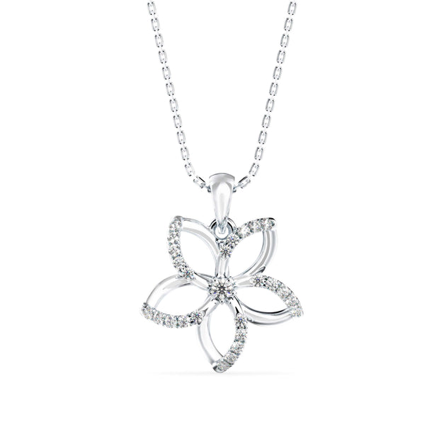 0.19Ct Flower Shape Prong Lab-Grown Diamond Gold Pendant Necklace