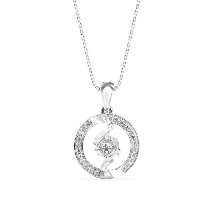 0.26Ct Swirl Circular Halo Lab-Grown Diamond Gold Pendant Necklace