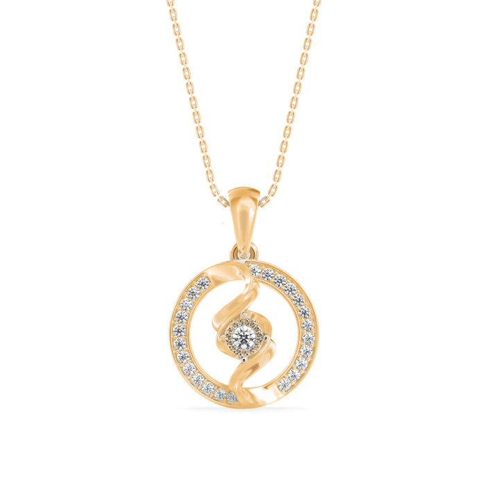 0.26Ct Swirl Circular Halo Lab-Grown Diamond Gold Pendant Necklace