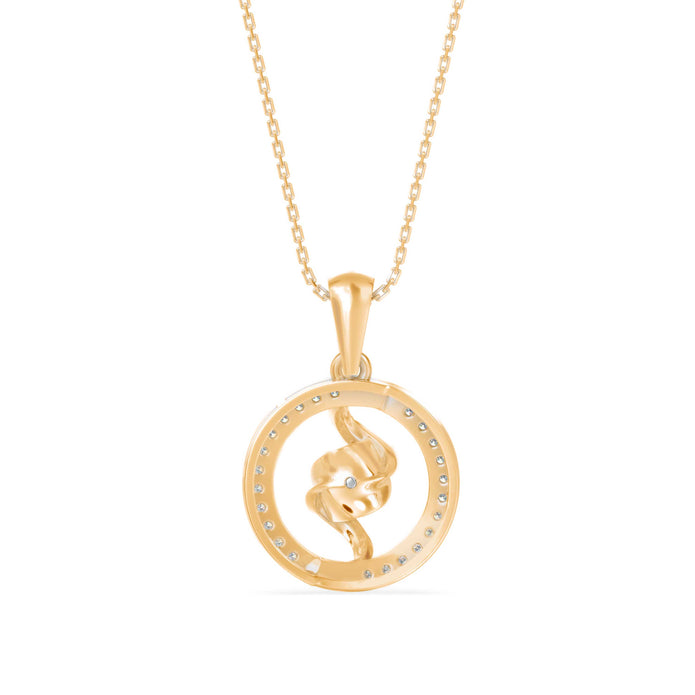 0.26Ct Swirl Circular Halo Lab-Grown Diamond Gold Pendant Necklace