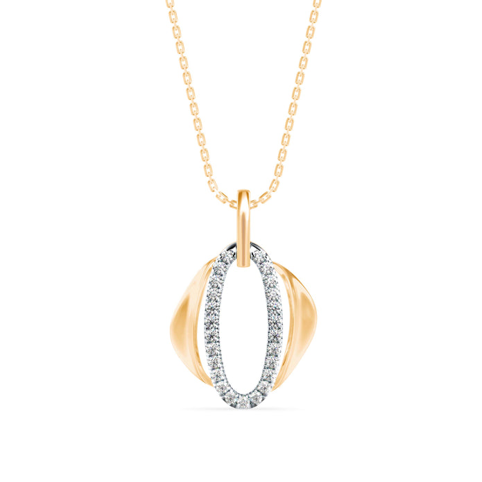 0.18Ct Oval Shape Pave Lab-Grown Diamond Gold Pendant Necklace