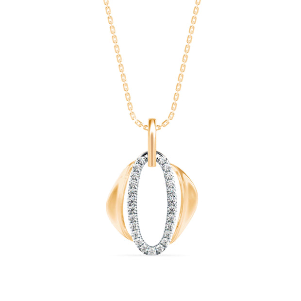 0.18Ct Oval Shape Pave Lab-Grown Diamond Gold Pendant Necklace