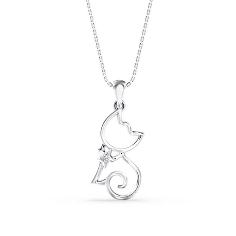 0.02Ct Cat Lovers Design Lab-Grown Diamond Gold Pendant Necklace