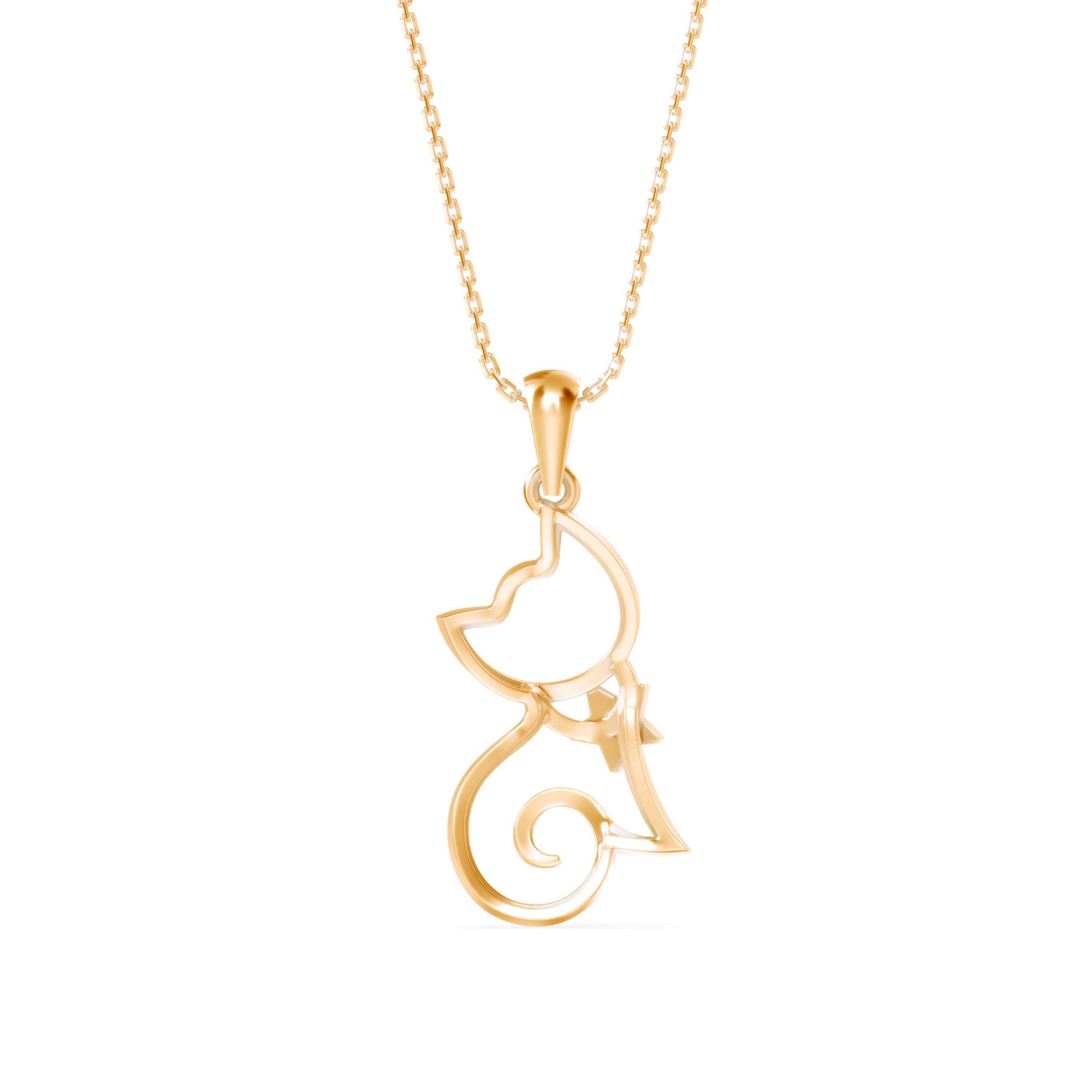 0.02Ct Cat Lovers Design Lab-Grown Diamond Gold Pendant Necklace