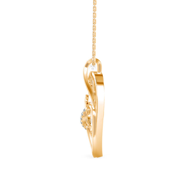 0.14Ct Kitten Heart Style Lab-Grown Diamond Gold Pendant Necklace