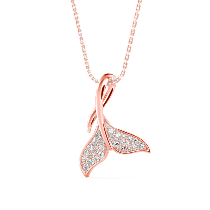 0.16Ct Whale Tail Shape Cluster Lab-Grown Diamond Gold Pendant Necklace